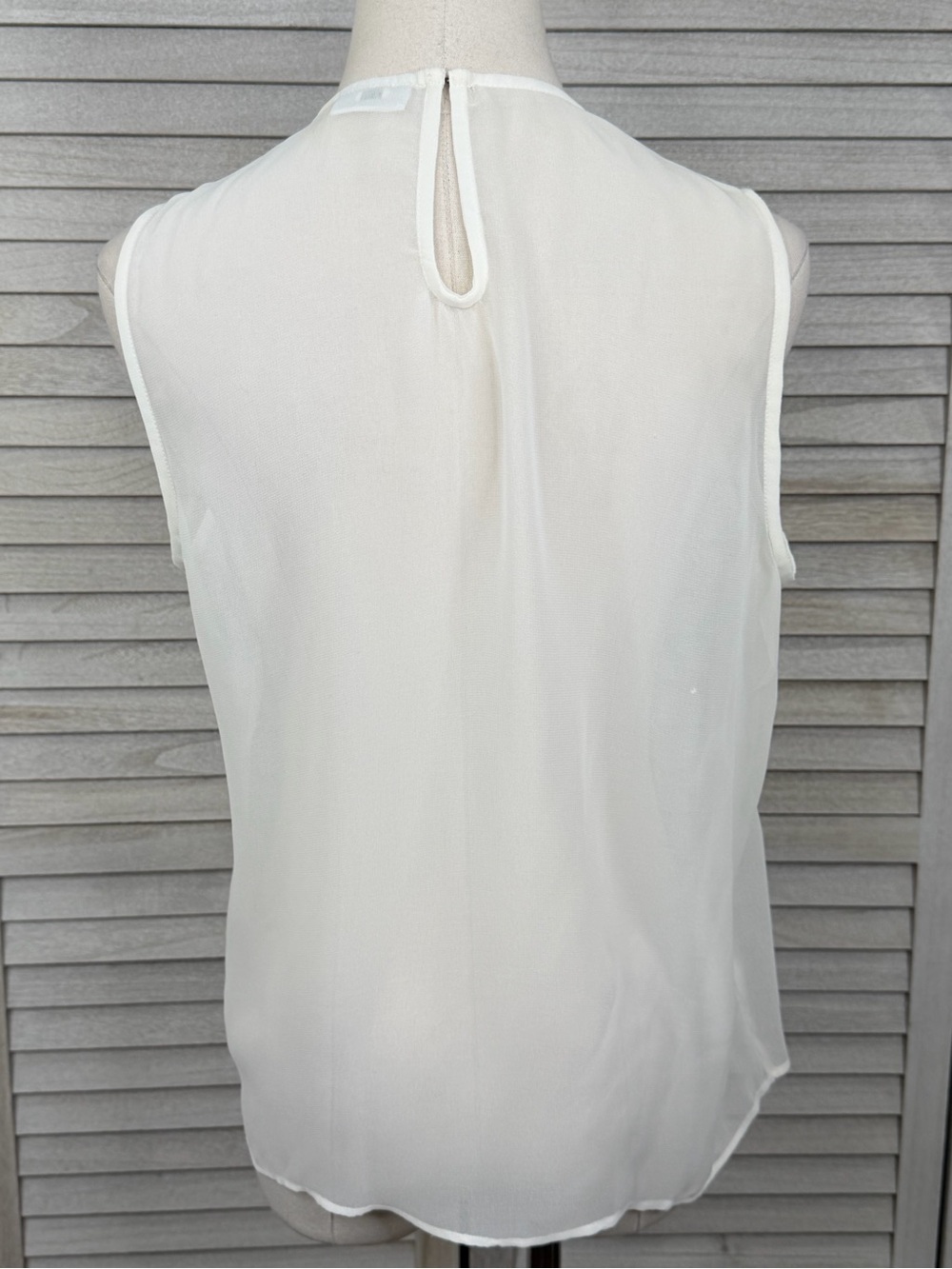 DKNYC Sleeveless Sheer Ivory Tank Top with Beading & Sequins -Small - Picture 3 of 4